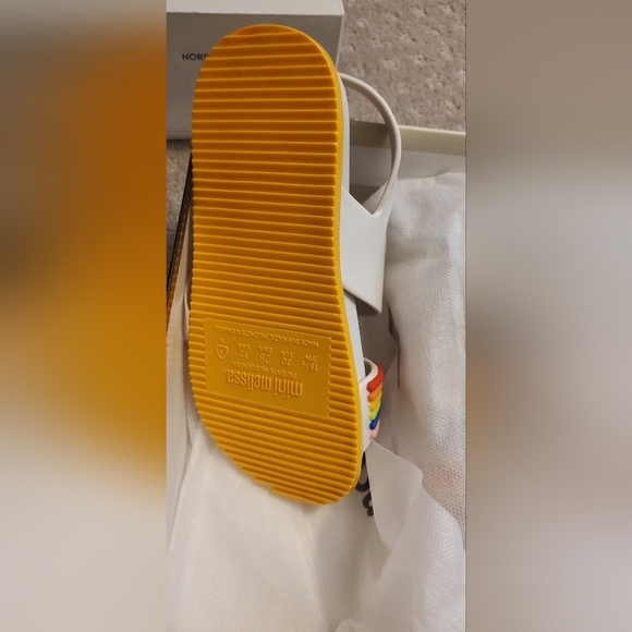 Mini Melissa - White Sandals with Rainbow Straps- Brand New - Picture 2 of 3
